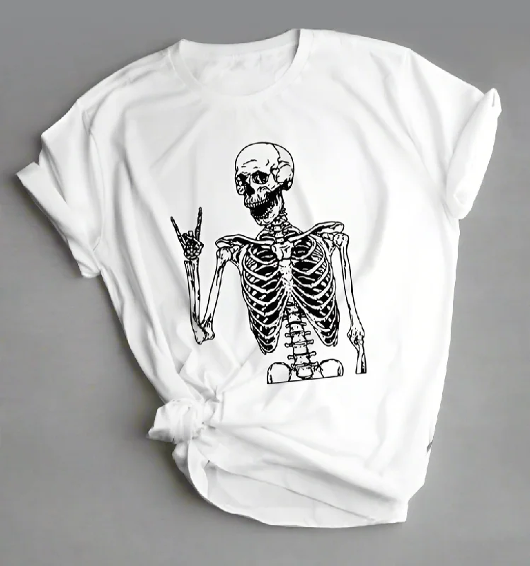 Metal Skeleton Graphic T-Shirt Chenille Brocade Lace