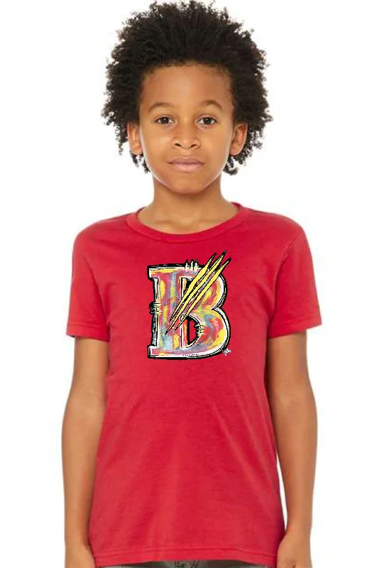 School Spirit YOUTH 'B' T-Shirt (PRE-ORDER) Graphic Embroidered Appliqued