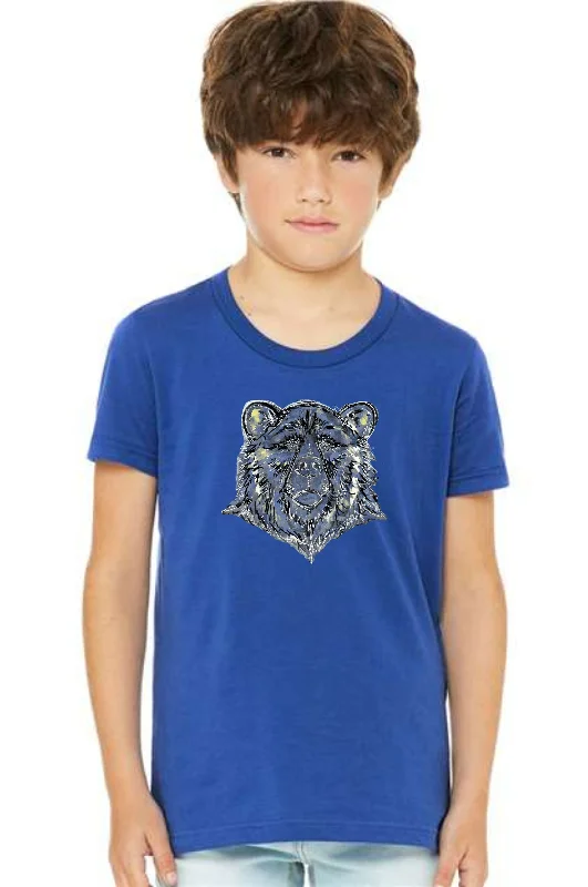 School Spirit YOUTH Bear Blue T-Shirt (PRE-ORDER) Satin Fabric Silk Fabric Chiffon Fabric