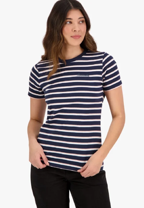 Swanndri Womens Empire Stripe T-Shirt Collared Crew Neck Turtle Neck