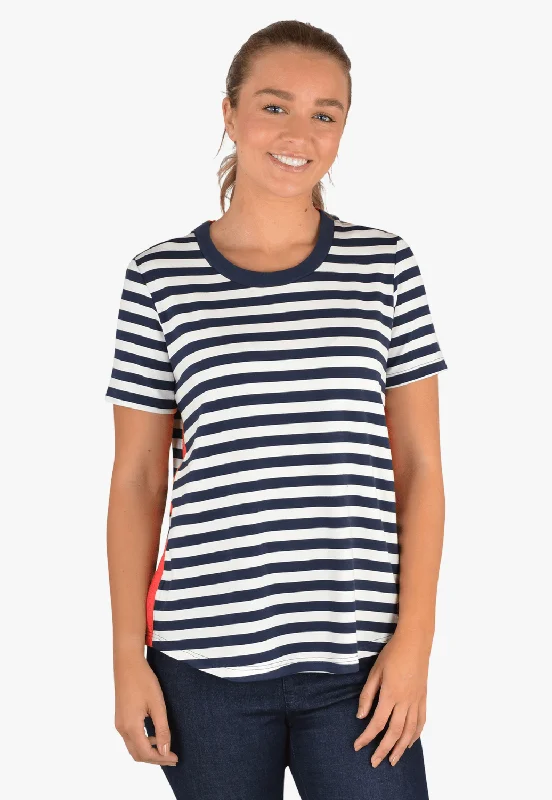 Thomas Cook Womens Aria Stripe T-Shirt Basic T-Shirt Crew Neck Short Sleeve