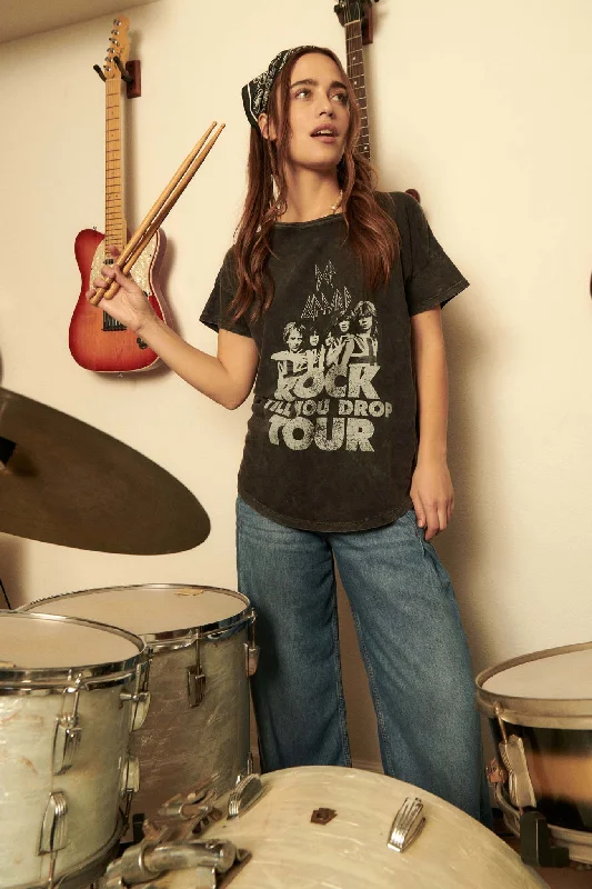 Def Leppard Rock Till You Drop Graphic Tee Elegant Classic Vintage