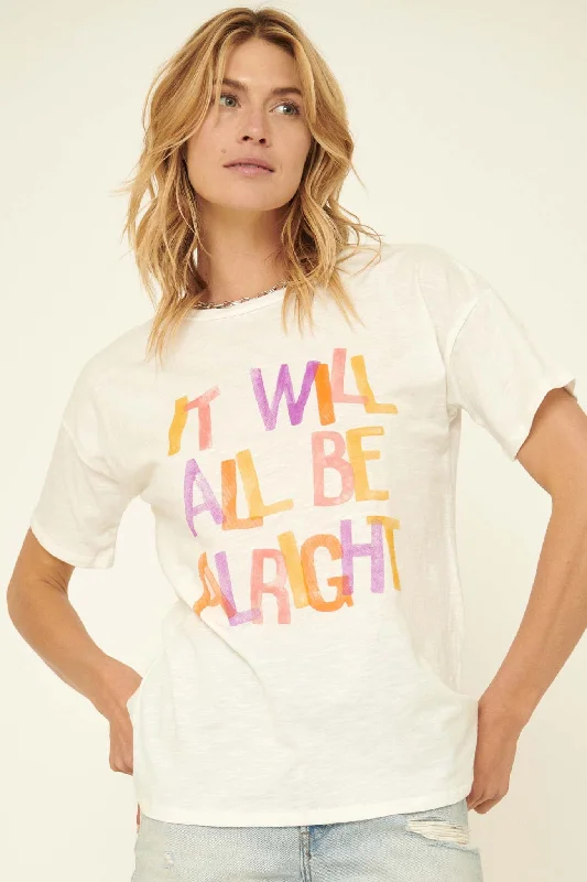 It Will All Be Alright Slub-Knit Graphic Tee Mesh Blend Leather Blend Suede Blend