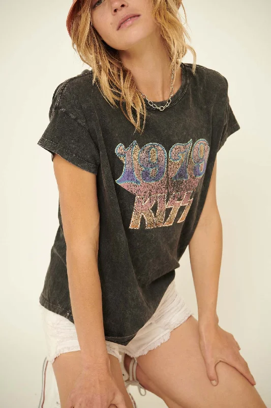 KISS 1979 Vintage-Wash Graphic Tee Jersey Fabric Tulle Fabric Batik Fabric