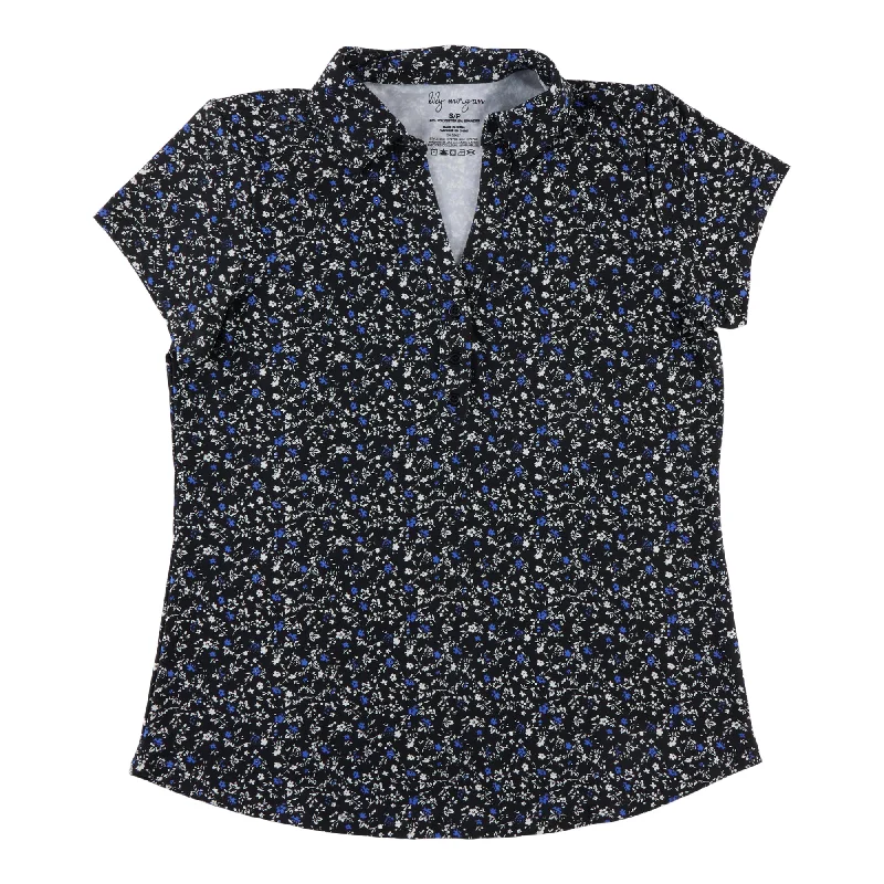 mySTYLE Women's Cap Sleeve Collared Shirt Iron Safe Non-Iron Wrinkle Free