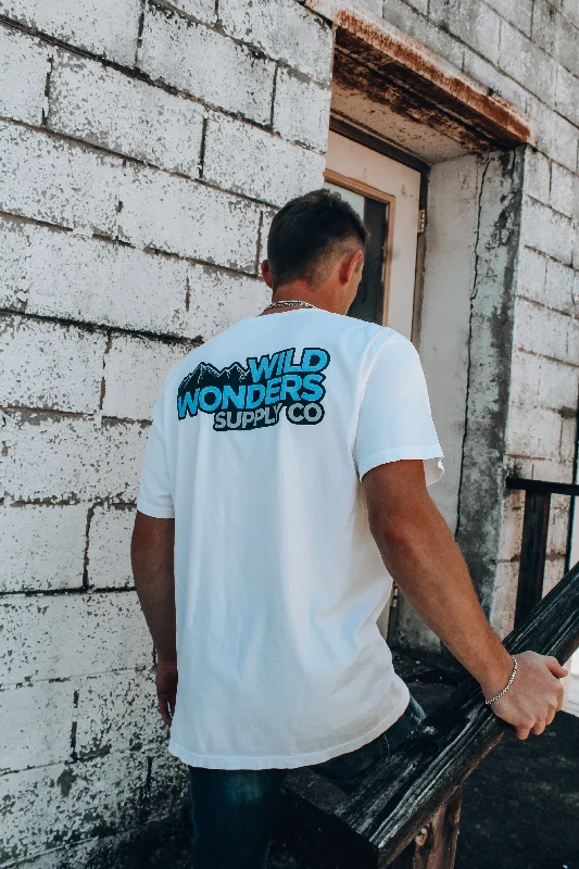 Signature Logo Short Sleeve Tee in Blue Terry Blend Velvet Blend Canvas Blend