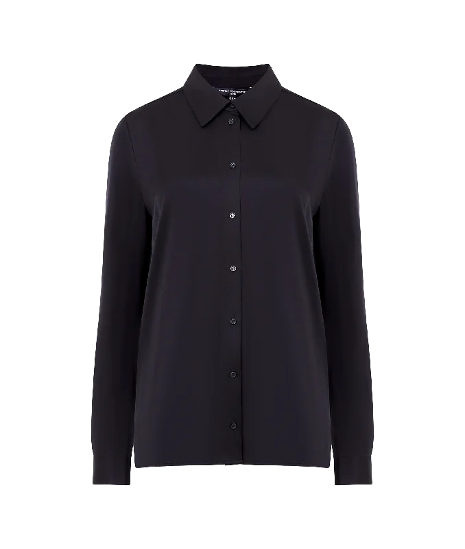 Ennis Satin Shirt - Black Cotton Fabric Linen Fabric Terry Fabric